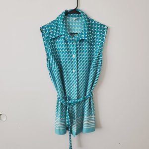 Vintage 70's Belted Sleeveless Teal Top